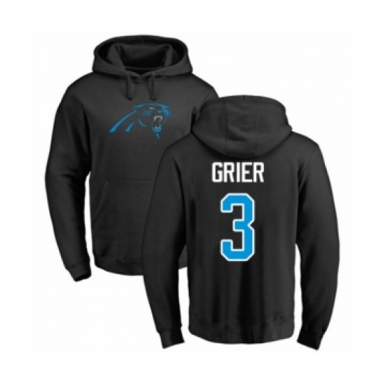 Football Carolina Panthers #3 Will Grier Black Name & Number Logo Pullover Hoodie - Ujersey