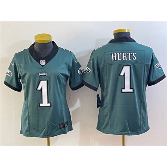 Women's Philadelphia Eagles #1 Jalen Hurts Green 2023 F.U.S.E. Vapor Untouchable Limited Stitched Football Jersey - Ujersey