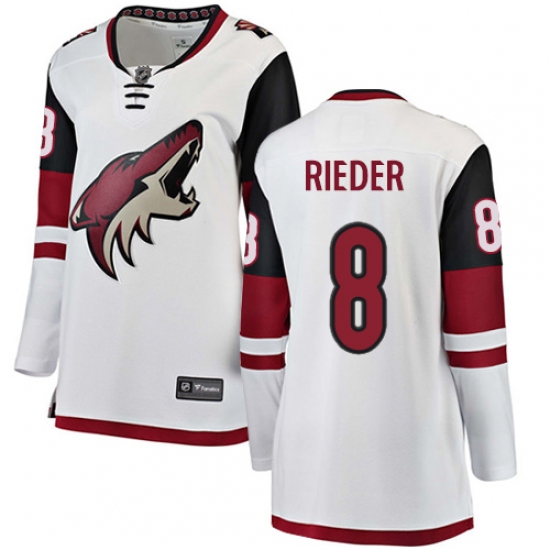 Women's Arizona Coyotes #8 Tobias Rieder Authentic White Away Fanatics Branded Breakaway NHL Jersey - Ujersey