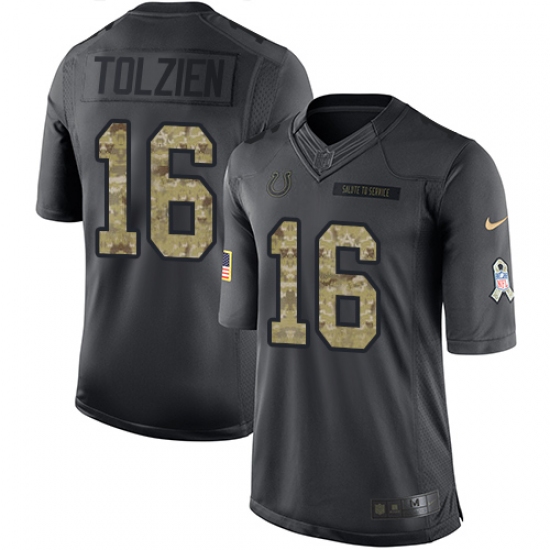 Youth Nike Indianapolis Colts #16 Scott Tolzien Limited Black 2016 Salute to Service NFL Jersey - Ujersey