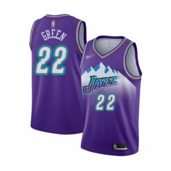 Men's Utah Jazz #22 Jeff Green Authentic Purple Hardwood Classics Basketball Jersey - Ujersey