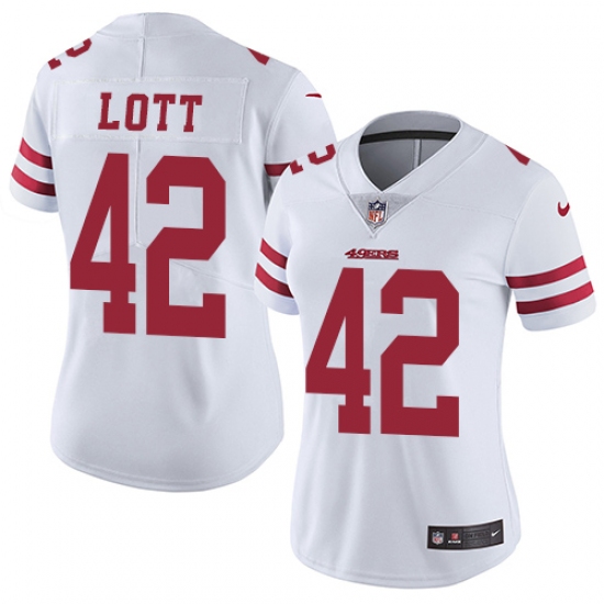 Women's Nike San Francisco 49ers #42 Ronnie Lott Elite White NFL Jersey - Ujersey