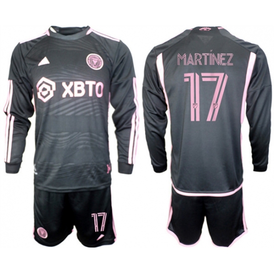 Men's Inter Miami CF #17 Martínez 2023-24 Black Away Soccer Jersey Suit