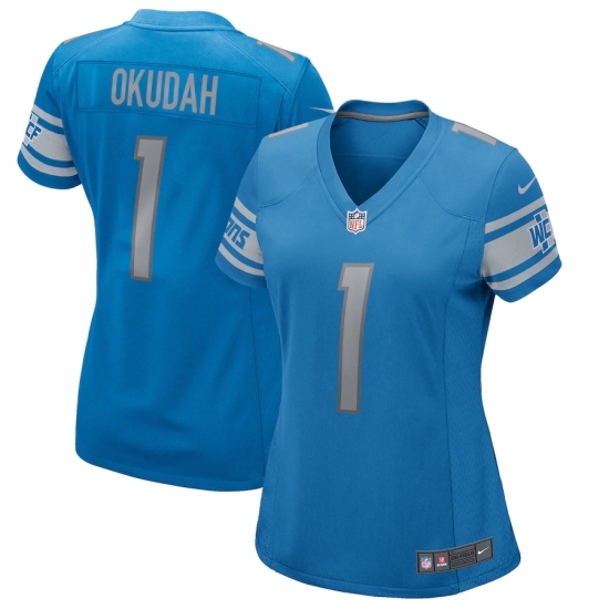 Women's Detroit Lions #1 Jeff Okudah Nike Blue 2020 NFL Draft First Round Pick Game Jersey.webp - Ujersey