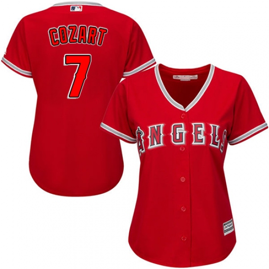 Women's Majestic Los Angeles Angels of Anaheim #7 Zack Cozart Replica Red Alternate MLB Jersey - Ujersey