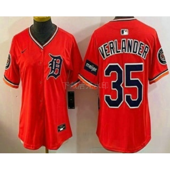 Women's Detroit Tigers #35 Justin Verlander Orange Stadium Jersey - Ujersey