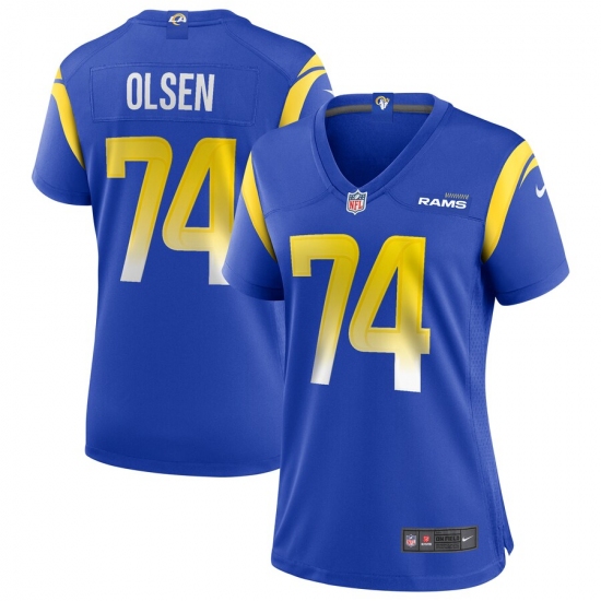 Women's Los Angeles Rams #74 Merlin Olsen Nike Royal Game Retired Player Jersey - Ujersey