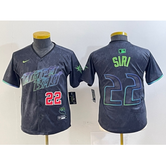 Youth Tampa Bay Rays #22 Jose Siri Number Charcoal 2024 City Connect Limited Stitched Jerseys - Ujersey