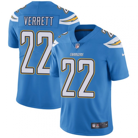 Men's Nike Los Angeles Chargers #22 Jason Verrett Electric Blue Alternate Vapor Untouchable Limited Player NFL Jersey - Ujersey