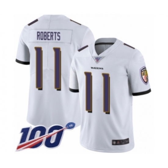 Men's Baltimore Ravens #11 Seth Roberts White Vapor Untouchable Limited Player 100th Season Football Jersey - Ujersey