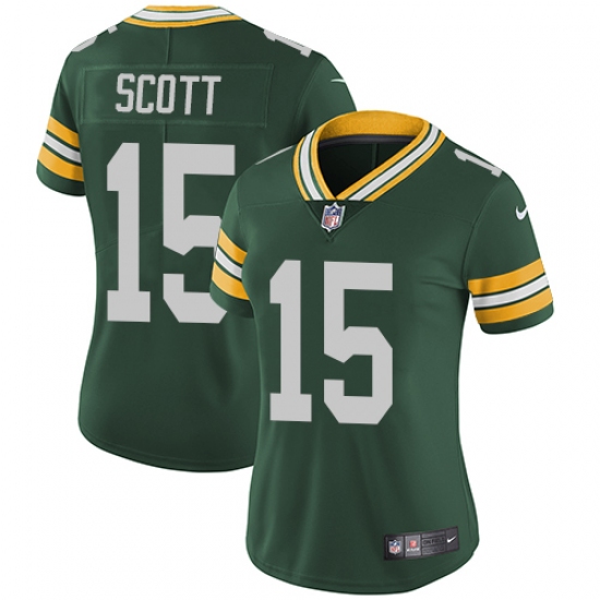 Women's Nike Green Bay Packers #15 JK Scott Green Team Color Vapor Untouchable Limited Player NFL Jersey - Ujersey