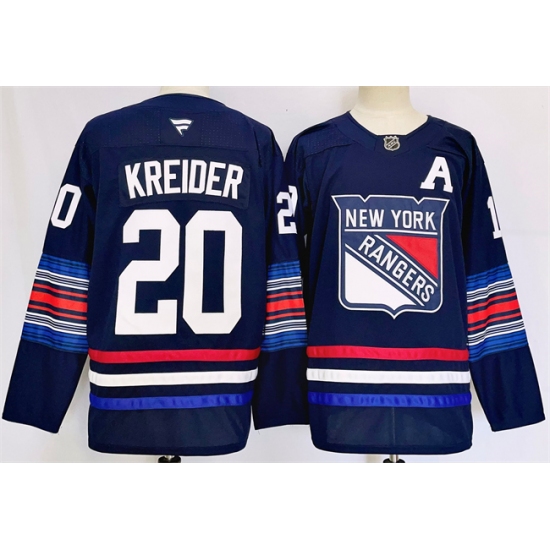 Men's New York Rangers #20 Chris Kreider Navy 2024-25 Stitched Jersey - Ujersey