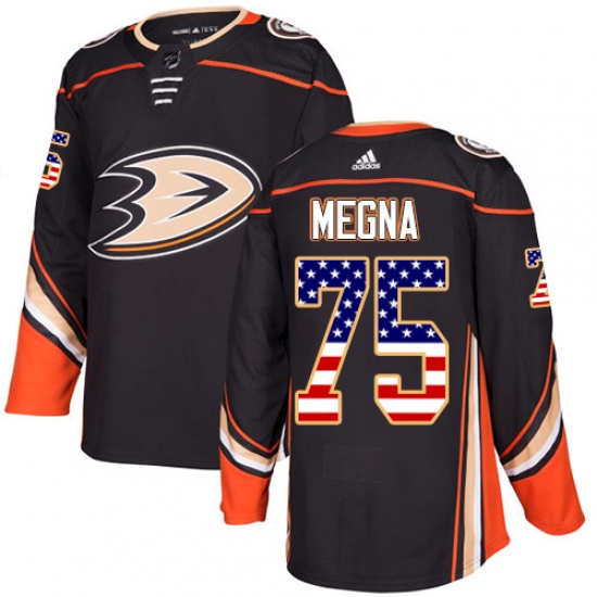 Youth Adidas Anaheim Ducks #75 Jaycob Megna Authentic Black USA Flag Fashion NHL Jersey - Ujersey