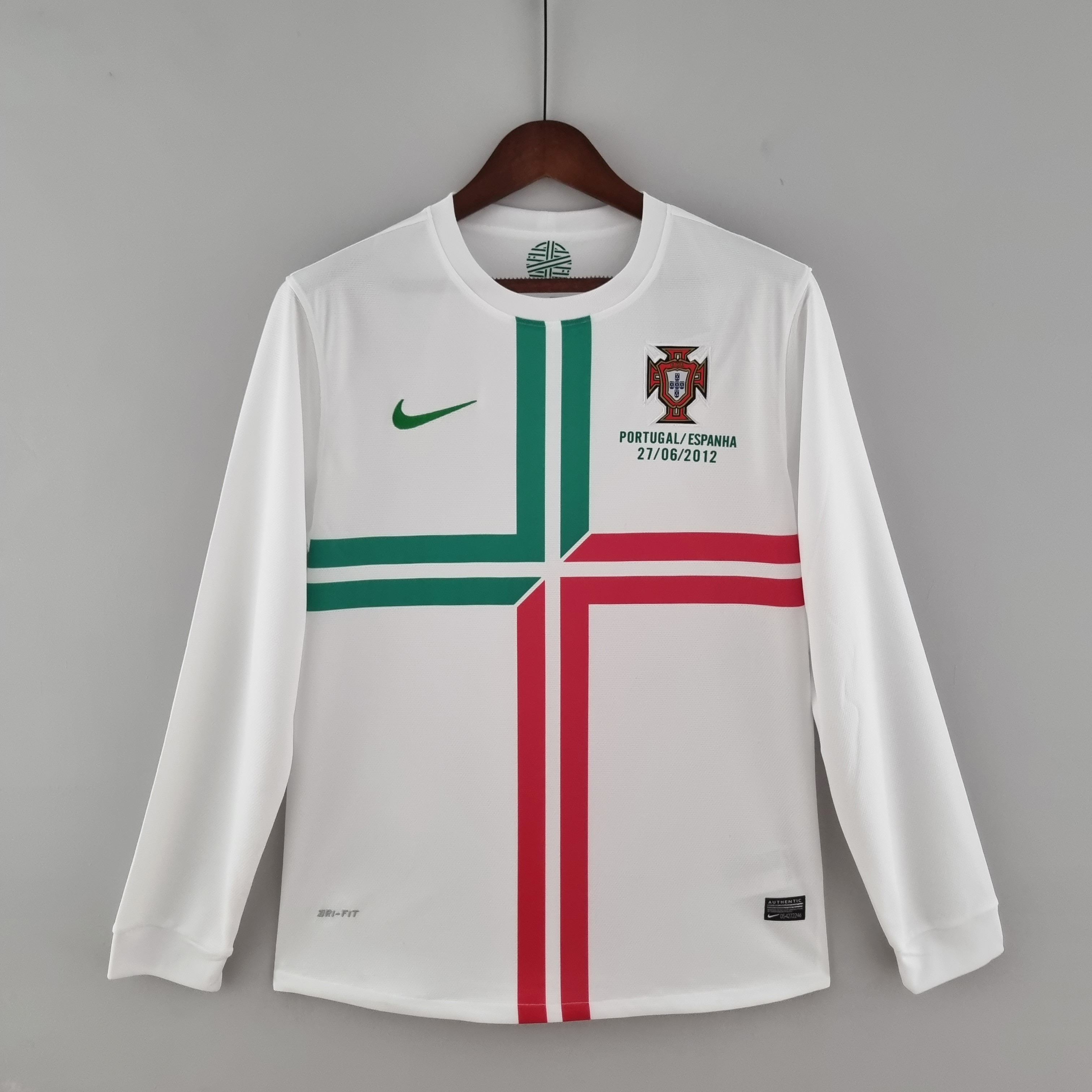 Portugal Retro Soccer Jersey Away Long Sleeve Custom Shirt 2012 - ujerseystore