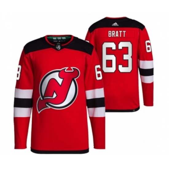 Men's New Jersey Devils #63 Jesper Bratt Red Stitched Jersey - Ujersey