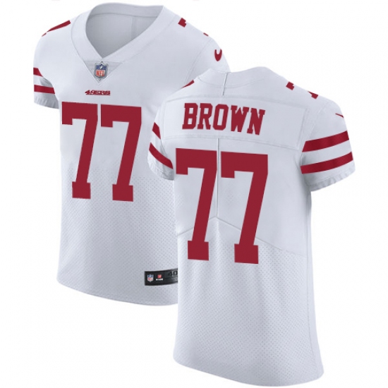 Men's Nike San Francisco 49ers #77 Trent Brown White Vapor Untouchable Elite Player NFL Jersey - Ujersey