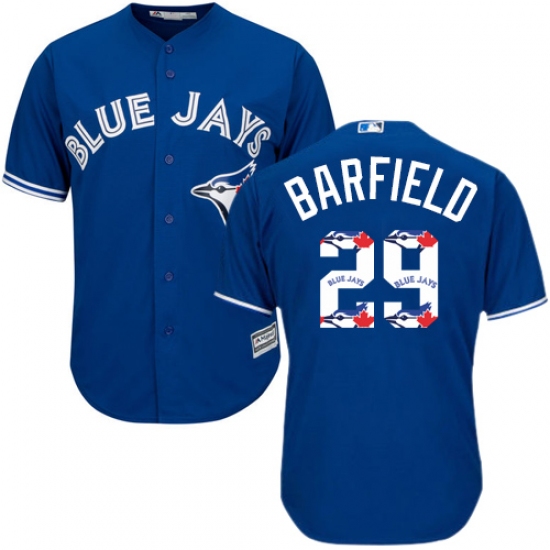 Men's Majestic Toronto Blue Jays #29 Jesse Barfield Authentic Blue Team Logo Fashion MLB Jersey - Ujersey