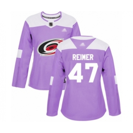 Women's Carolina Hurricanes #47 James Reimer Authentic Purple Fights Cancer Practice Hockey Jersey - Ujersey