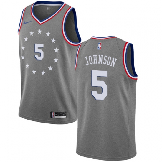 Women's Nike Philadelphia 76ers #5 Amir Johnson Swingman Gray NBA Jersey - City Edition - Ujersey
