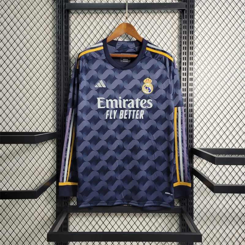 Real Madrid Soccer Jersey Away Long Sleeve Custom Shirt 2023/24 - ujerseystore