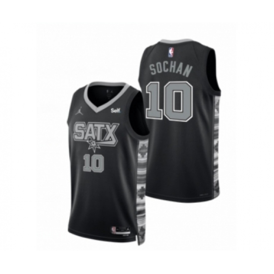 Men' San Antonio Spurs #10 Jeremy Sochan 2022-23 Black Stitched Jersey - Ujersey