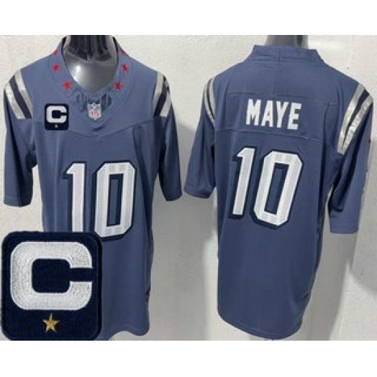 Men's New England Patriots #10 Drake Maye Limited Gray Rivalries Captain FUSE Vapor Jersey - Ujersey