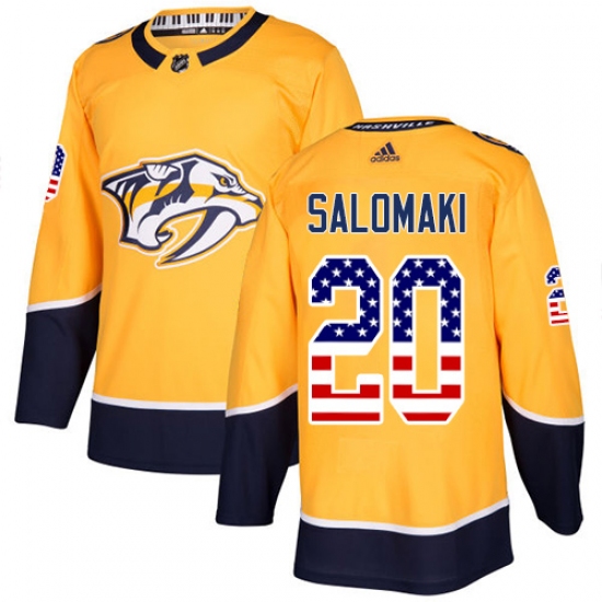 Youth Adidas Nashville Predators #20 Miikka Salomaki Authentic Gold USA Flag Fashion NHL Jersey - Ujersey