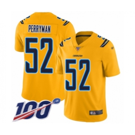 Youth Los Angeles Chargers #52 Denzel Perryman Limited Gold Inverted Legend 100th Season Football Jersey - Ujersey
