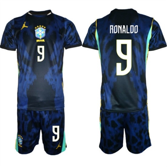 Men's Brazil national football team #9 Ronaldo Navy 2026 Away Soccer Jersey Suit