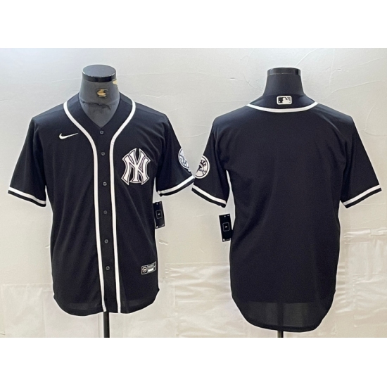 Men's New York Yankees Blank Black White Cool Base Stitched Jersey - Ujersey