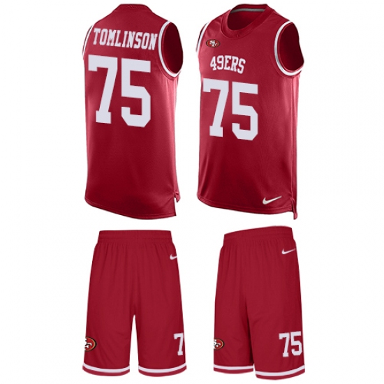 Men's Nike San Francisco 49ers #75 Laken Tomlinson Limited Red Tank Top Suit NFL Jersey - Ujersey