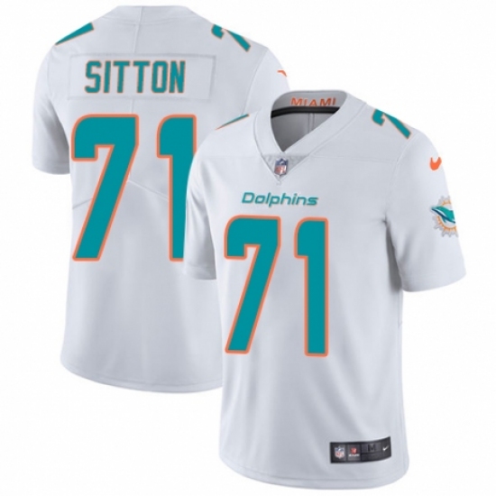 Men's Nike Miami Dolphins #71 Josh Sitton White Vapor Untouchable Limited Player NFL Jersey - Ujersey