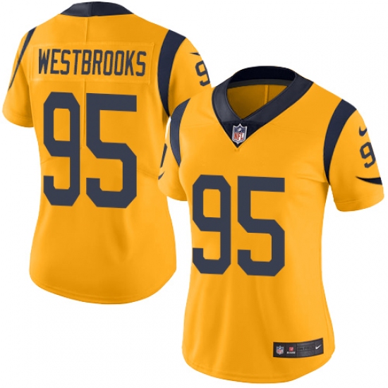 Women's Nike Los Angeles Rams #95 Ethan Westbrooks Limited Gold Rush Vapor Untouchable NFL Jersey - Ujersey