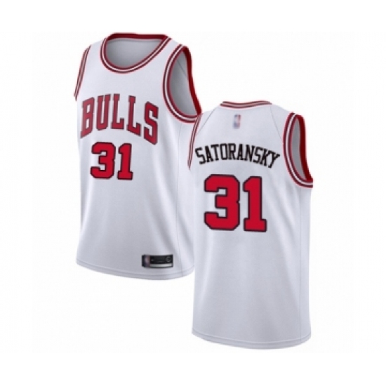 Men's Chicago Bulls #31 Tomas Satoransky Authentic White Basketball Jersey - Association Edition - Ujersey