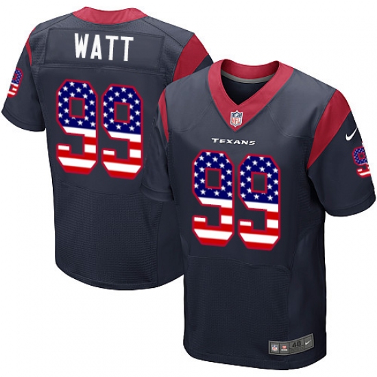 Men's Nike Houston Texans #99 J.J. Watt Elite Navy Blue Home USA Flag Fashion NFL Jersey - ujerseystore