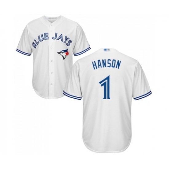 Youth Toronto Blue Jays #1 Alen Hanson Replica White Home Baseball Jersey - Ujersey