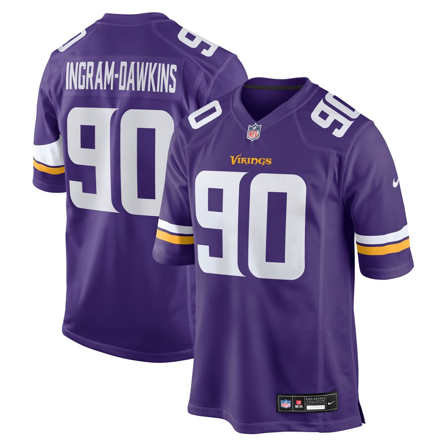 Men's Minnesota Vikings Tyrion Ingram-Dawkins Nike Purple Team Game Jersey - Ujersey