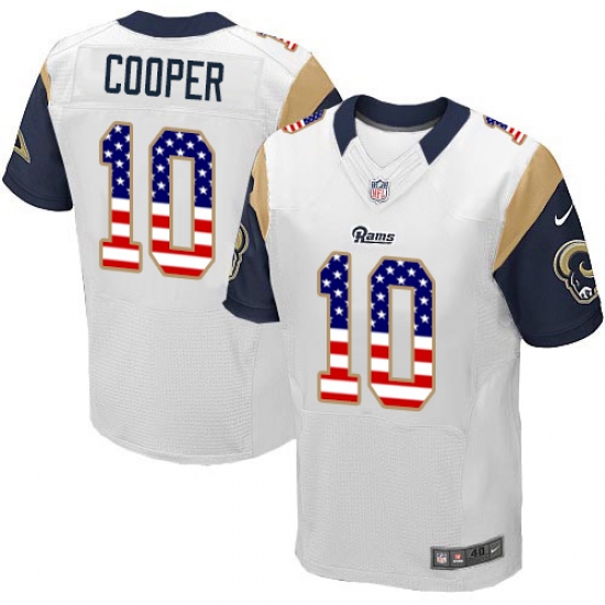 Men's Nike Los Angeles Rams #10 Pharoh Cooper Elite White Road USA Flag Fashion NFL Jersey - ujerseystore