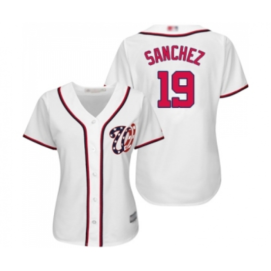 Women's Washington Nationals #19 Anibal Sanchez Replica White Home Cool Base Baseball Jersey - Ujersey