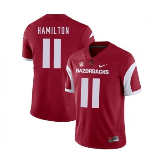 Arkansas Razorbacks 11 Cobi Hamilton Red College Football Jersey