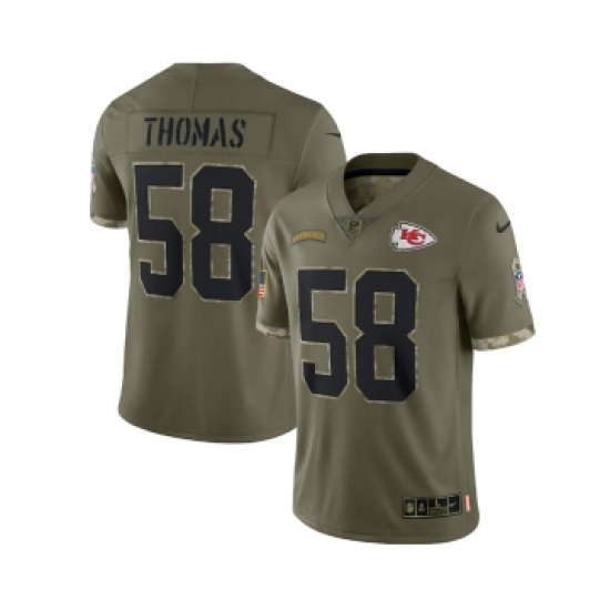 Men's Kansas City Chiefs #58 Derrick Thomas 2022 Olive Salute To Service Limited Stitched Jersey - Ujersey