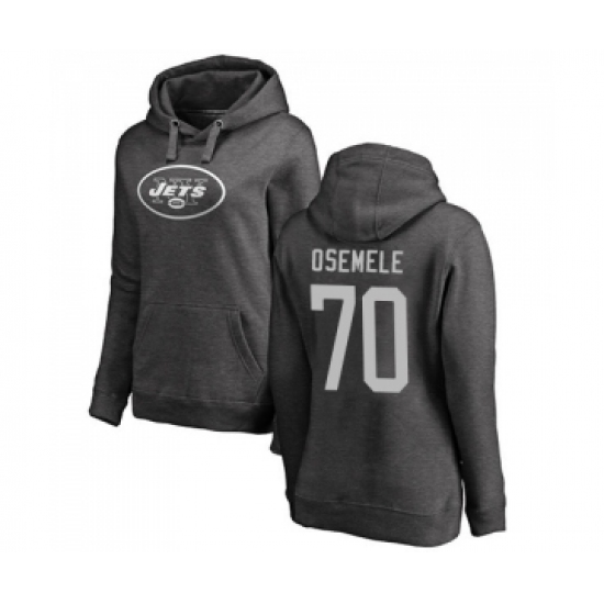 Football Women's New York Jets #70 Kelechi Osemele Ash One Color Pullover Hoodie - Ujersey