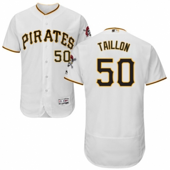 Men's Majestic Pittsburgh Pirates #50 Jameson Taillon White Home Flex Base Authentic Collection MLB Jersey - Ujersey