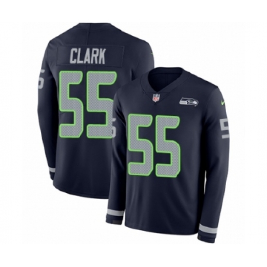 Youth Nike Seattle Seahawks #55 Frank Clark Limited Navy Blue Therma Long Sleeve NFL Jersey - Ujersey