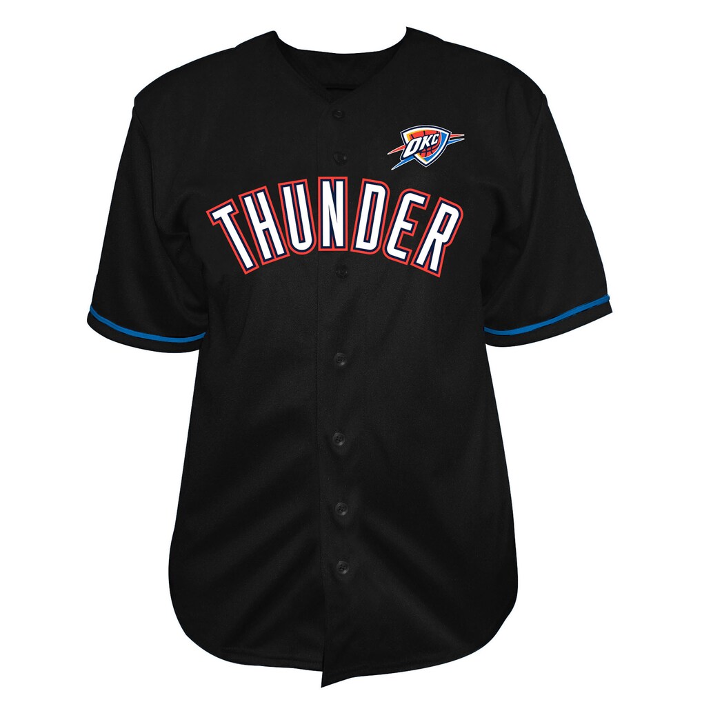 Men's Oklahoma City Thunder Fanatics Black Big & Tall Pop Full-Button Jersey - Ujersey