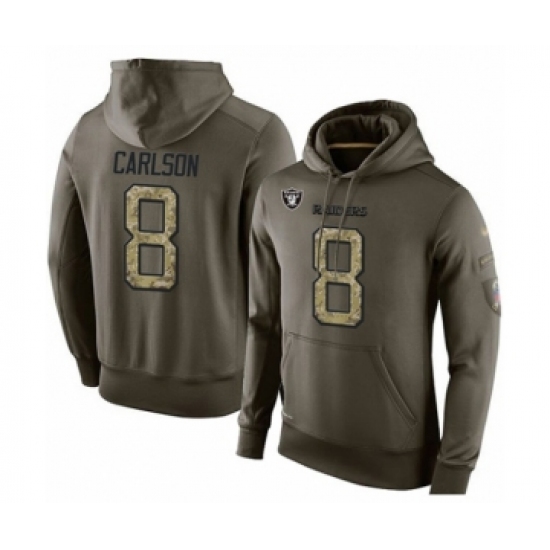 Football Men's Oakland Raiders #8 Daniel Carlson Green Salute To Service Pullover Hoodie - Ujersey