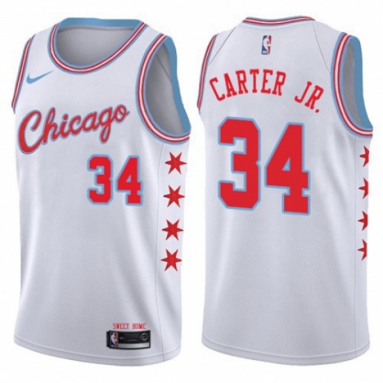 Men's Nike Chicago Bulls #34 Wendell Carter Jr. Authentic White NBA Jersey - City Edition - Ujersey