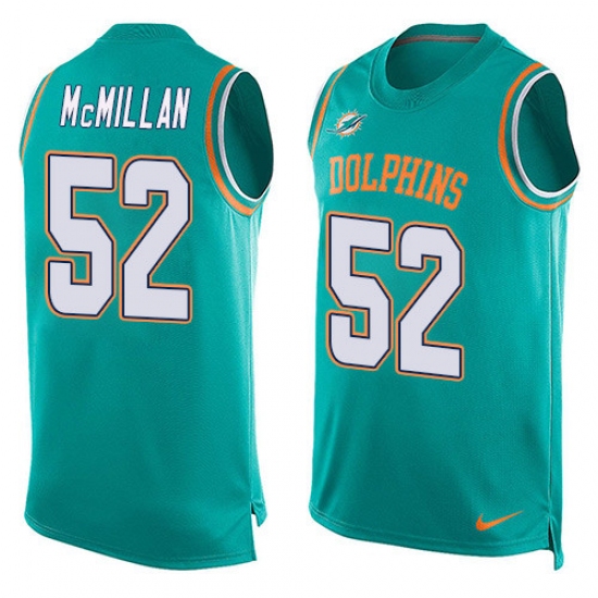 Men's Nike Miami Dolphins #52 Raekwon McMillan Limited Aqua Green Player Name & Number Tank Top NFL Jersey - Ujersey