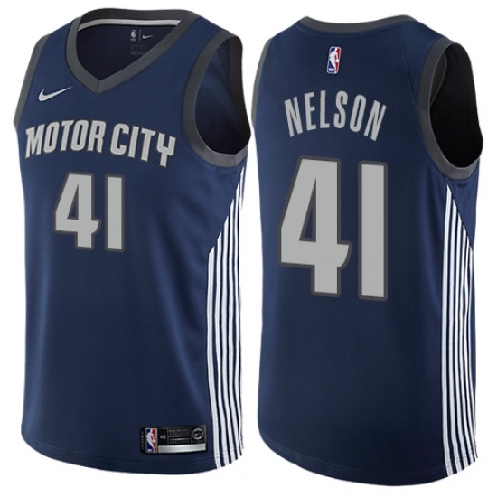 Men's Nike Detroit Pistons #41 Jameer Nelson Authentic Navy Blue NBA Jersey - City Editionion - Ujersey