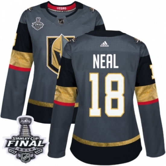 Women's Adidas Vegas Golden Knights #18 James Neal Authentic Gray Home 2018 Stanley Cup Final NHL Jersey - Ujersey